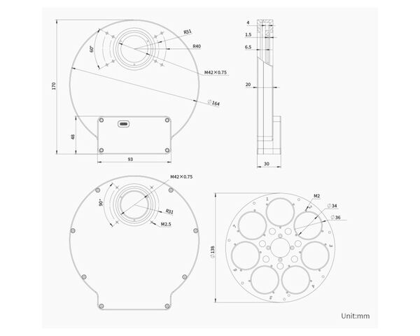 ZWO EFW 7x 36 mm Filtračné koleso, image-3