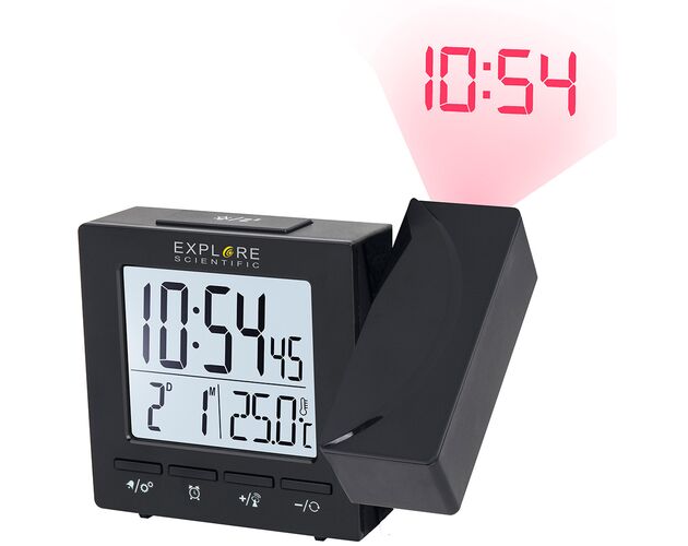 Explore Scientific RC Digital Projection Clock with Indoor Temperature, black