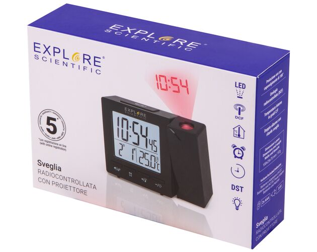 Explore Scientific RC Digital Projection Clock with Indoor Temperature, black, image-14