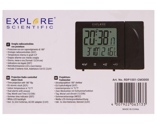 Explore Scientific RC Digital Projection Clock with Indoor Temperature, black, image-16