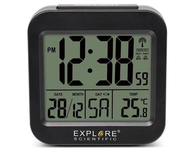 Explore Scientific RC Alarm Clock, black