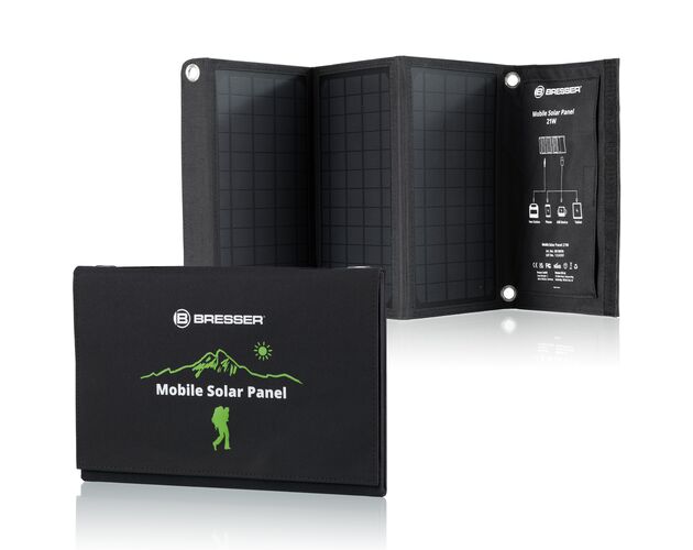Prenosná solárna nabíjačka BRESSER 21 W – USB a DC