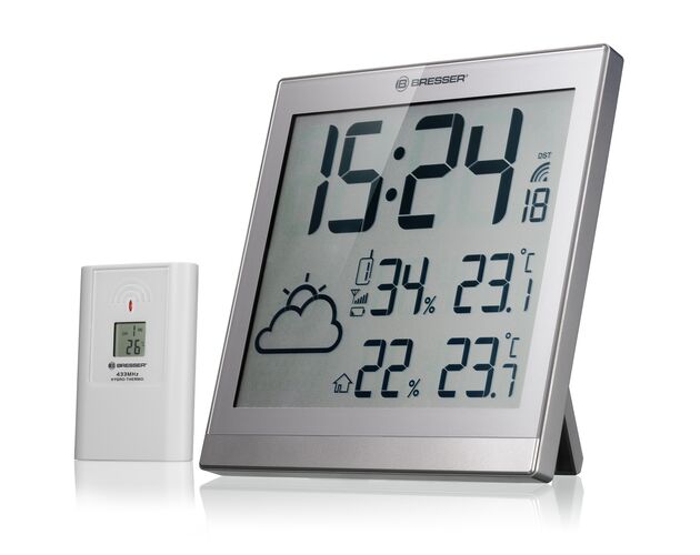BRESSER ClimaTemp JC LCD Weather-Clock strieborný