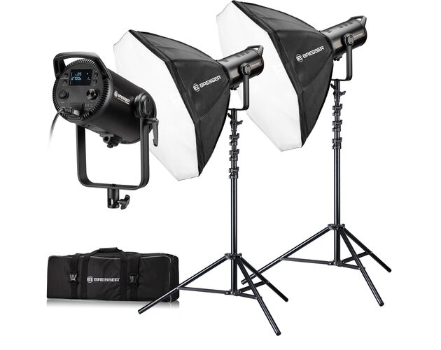 COB LED svetlo BRESSER BR-180RGB Duo Kit so softboxmi