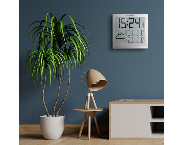 BRESSER ClimaTemp JC LCD Weather-Clock strieborný, image-5