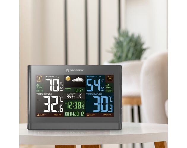 BRESSER rádiom riadená meteorologická stanica Meteo THBM Farba sivá, image-3