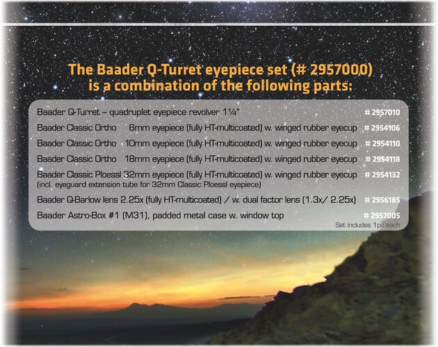 Baader Q-Turret Okularsatz (Okularrevolver, 3x Classic Ortho, 1x Classic Plössl, 1x Q-Barlow 2.25x), image-9