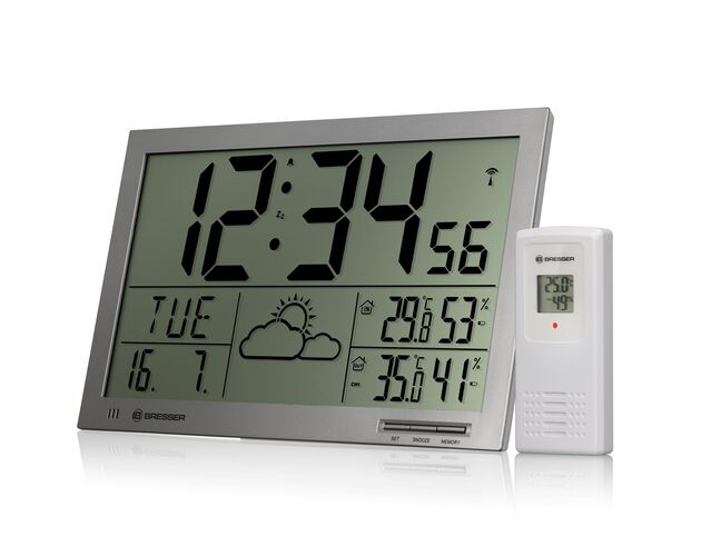 Nástenné hodiny BRESSER MyTime Jumbo LCD – s počasím