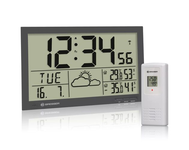 BRESSER MyTime Jumbo LCD Weather Wall Clock