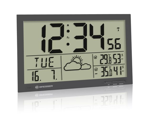 BRESSER MyTime Jumbo LCD Weather Wall Clock, image-3