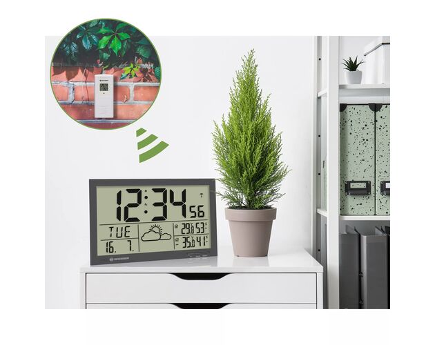 BRESSER MyTime Jumbo LCD Weather Wall Clock, image-2