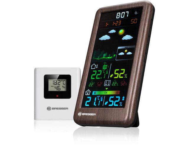 Funkčná meteostanica BRESSER Neomeo V – drevený dizajn