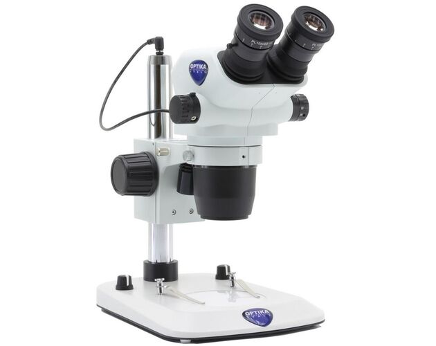 Optika Zoom-stereomikroskop SZO-3, binokulárny, 6,7×–45×, stĺpový statív, dopadajúce a prechádzajúce svetlo
