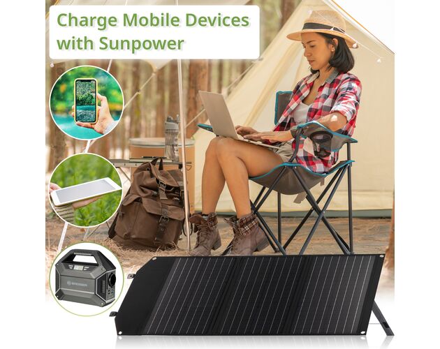 Prenosná solárna nabíjačka BRESSER 60 W s USB a DC výstupom, image-2