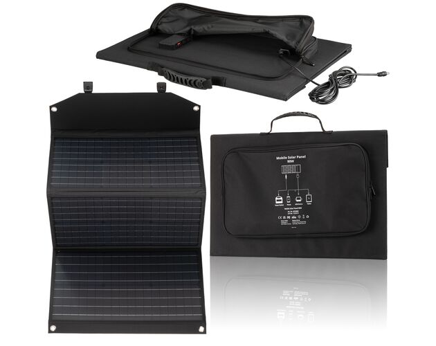 Prenosná solárna nabíjačka BRESSER 90 W s USB a DC výstupmi, image-8