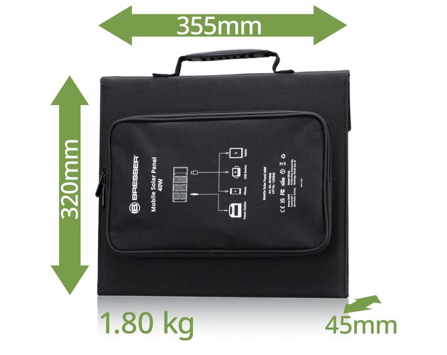 Prenosná solárna nabíjačka BRESSER 40 W s USB a DC výstupom, image-6
