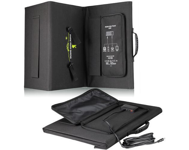 Prenosná solárna nabíjačka BRESSER 120 W s USB a DC výstupom, image-8