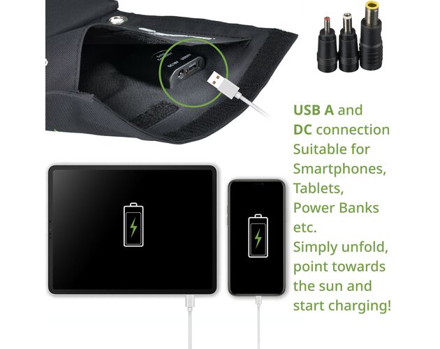 Prenosná solárna nabíjačka BRESSER 21 W – USB a DC, image-6