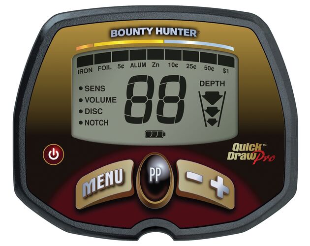 BOUNTY HUNTER Quick Draw Pro  ponúka hĺbku, rýchlu obnovu a presnosť. Ide o všestranný a profesionálny detektor kovov. Quick Draw Pro je vybavený 
