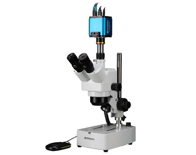 Stereomikroskop BRESSER Advance ICD 10–160× Zoom + MikroCam PRO HDMI Autofocus