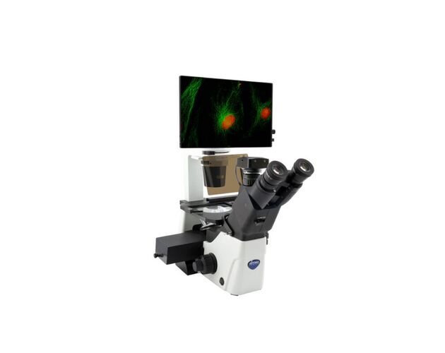 Optika Inverzný mikroskop IM-300LD4D, digitálny, fluorescenčný, infinity, planárny, 100×–400×, 10×/22, dopadajúce a prechádzajúce svetlo, LED, IOS LWD PLAN F, 4 voľné pozície filtrov